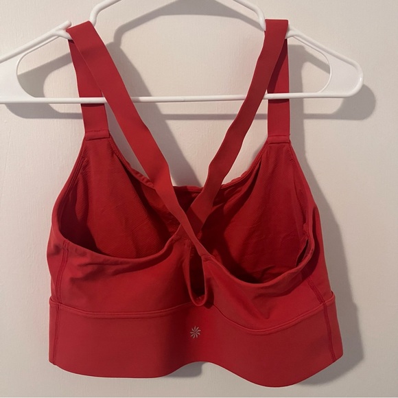 Athleta Warrior Long Line Sports Bra Criss Cross Straps Size Large Red - Picture 3 of 6